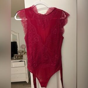 Free People Red Lace Bodysuit NWT